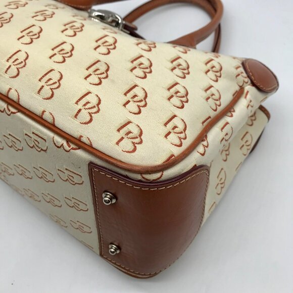 Dooney & Bourke Beige And Brown Signature DB Monogramed Tote Bag - Picture 7 of 11